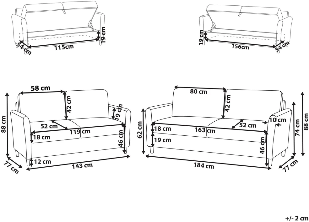 Sofa Beliani 5 vietų poilsio baldų komplektas MARE tamsiai rudas