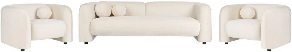Sofa Beliani 5 vietų poilsio komplektas LEIREN, veliūras, kreminė balta