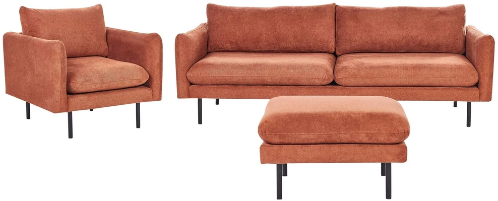 Sofa Beliani 5 vietų svetainės baldų komplektas VINTERBRO, šenilinis, auksinio ruda spalva su otomane