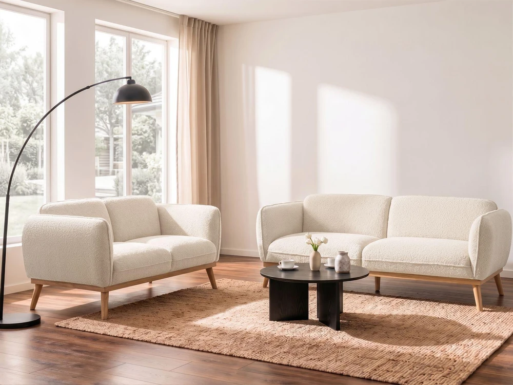Sofa Beliani 5 vietų svetainės baldų komplektas LJUNG, boucle audinys, šviesiai smėlio spalvos