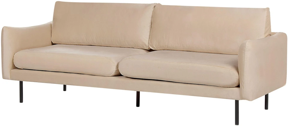 Sofa Beliani 5 vietu svetaines baldu komplektas VINTERBRO, veliuras, smėlio spalva, su otomane