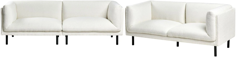 Sofa Beliani 5 vietų svetainės baldų komplektas VORGOD Boucle, kreminės baltos spalvos