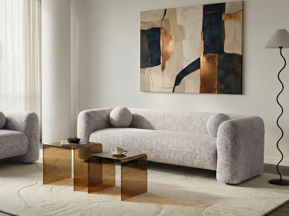 Sofa Beliani 5 vietų svetainės baldų komplektas LEIREN, smėlio spalvos