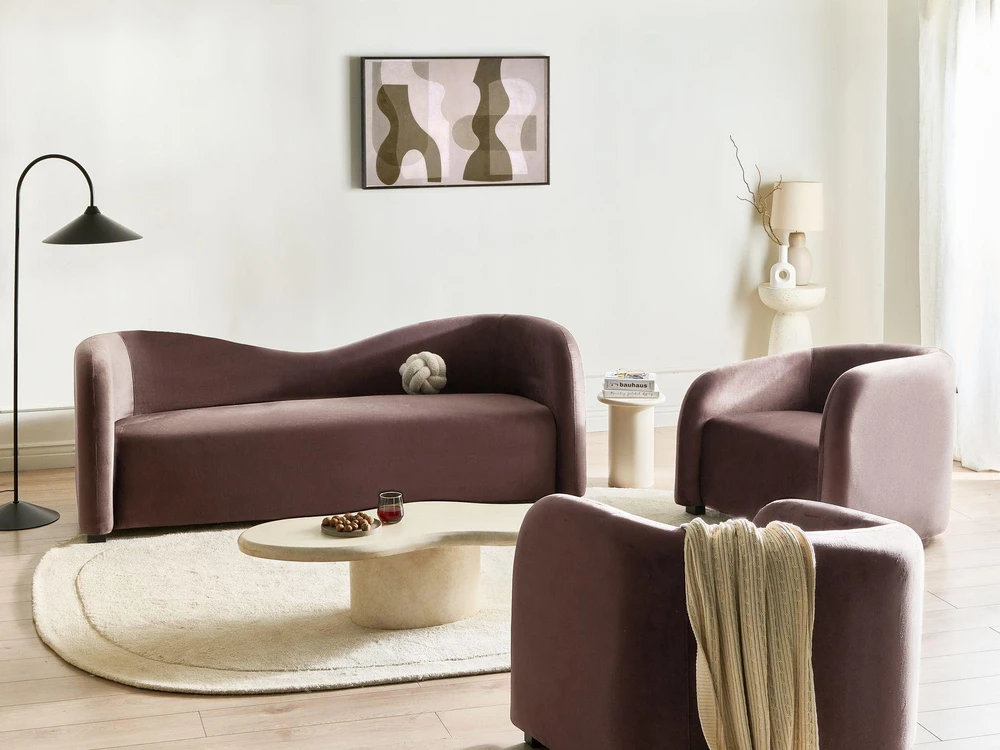 Sofa Beliani 5 vietų svetainės baldų komplektas VELTADA iš veliūro, tamsiai rudas