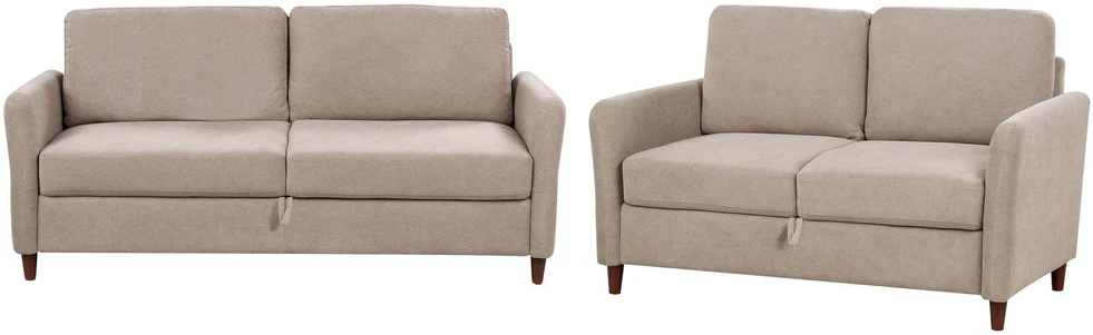 Sofa Beliani 5 vietų svetainės baldų komplektas MARE smėlio spalvos su daiktadėže