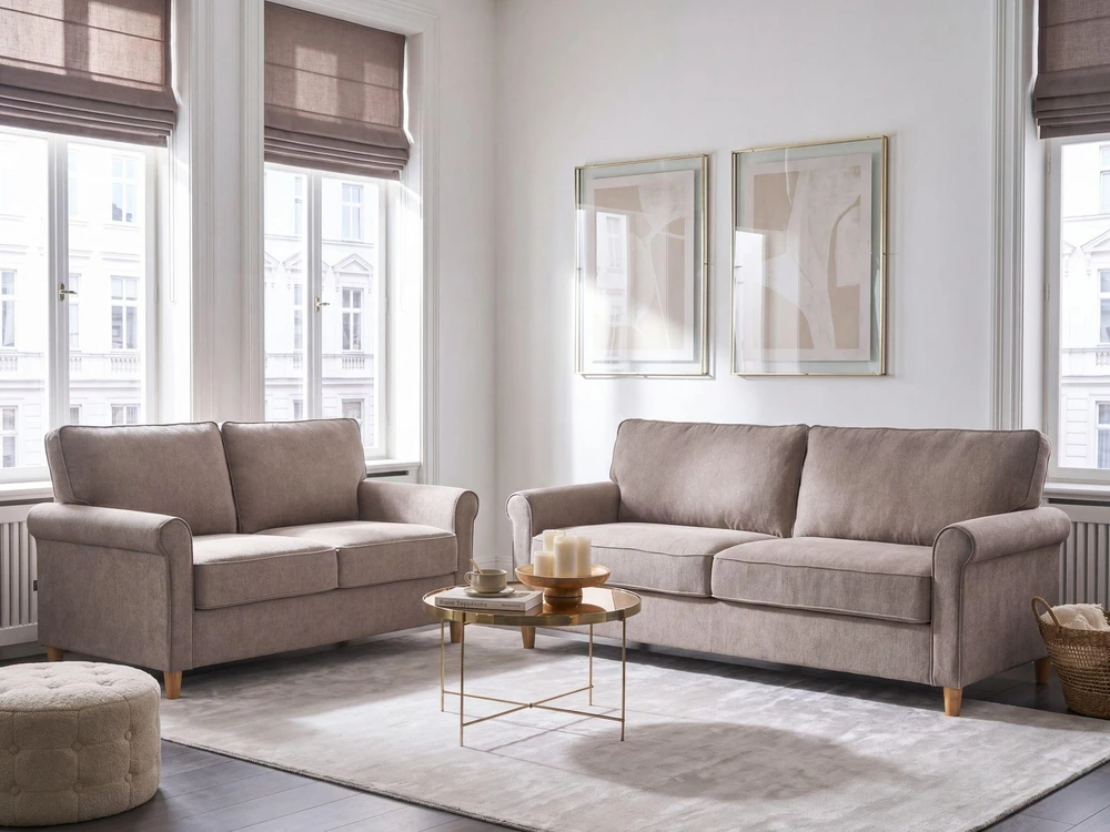 Sofa Beliani 5 vietų svetainės baldų komplektas RONNEBY šviesiai rudas
