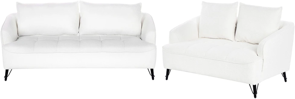 Sofa Beliani 5 vietų svetainės baldų komplektas HOBRO Boucle baltas
