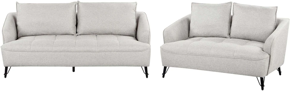 Sofa Beliani 5 vietų svetainės baldų komplektas HOBRO šviesiai pilkas