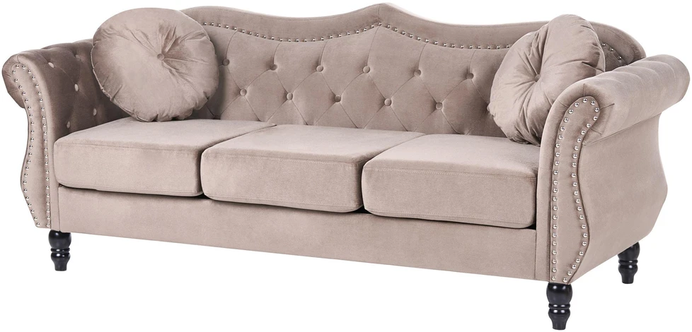 Sofa Beliani 5 vietų svetainės baldų komplektas SKIEN, veliūras, smėlio ir juodos spalvos