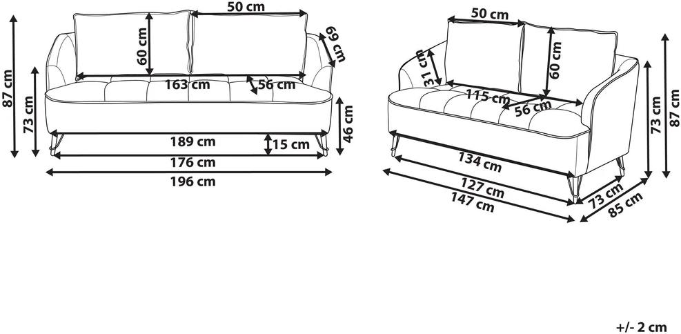 Sofa Beliani 5 vietų svetainės baldų komplektas HOBRO Boucle baltas