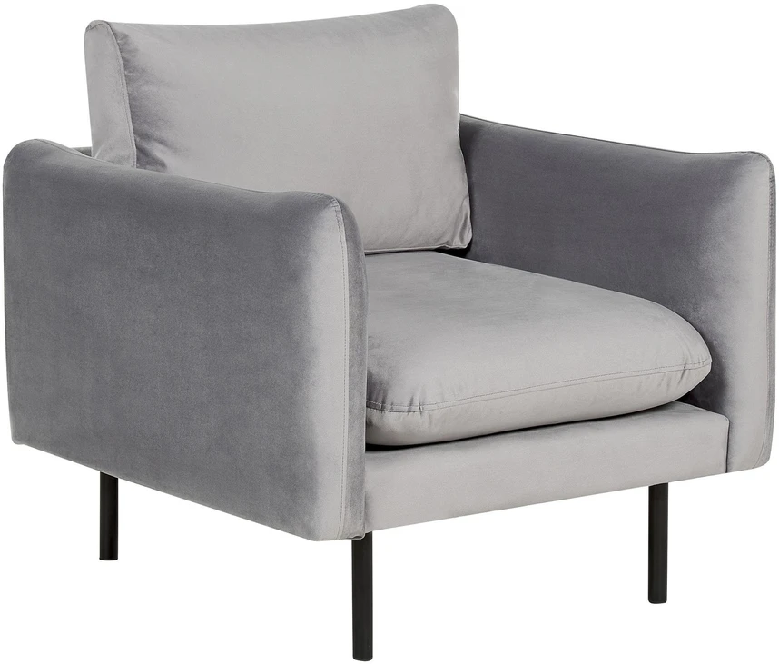 Sofa Beliani 5 vietų svetainės baldų komplektas VINTERBRO, veliūras, pilkas, su pufu