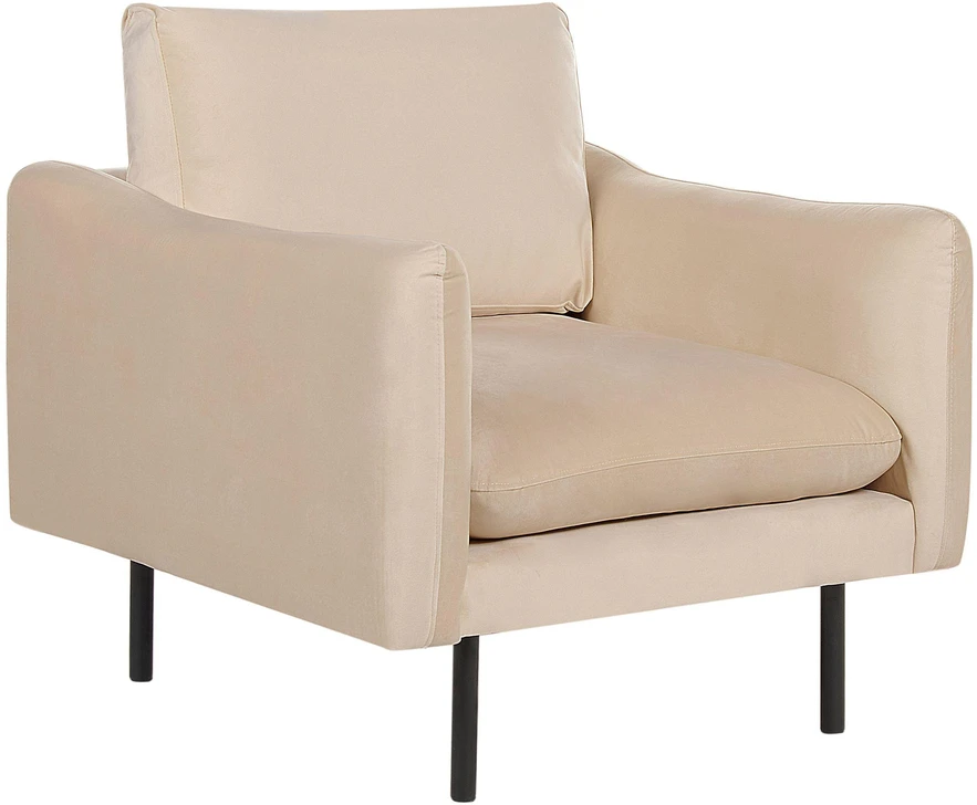 Sofa Beliani 5 vietu svetaines baldu komplektas VINTERBRO, veliuras, smėlio spalva, su otomane