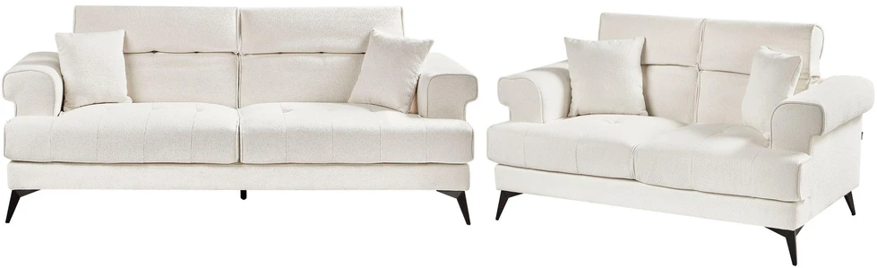 Sofa Beliani 5 vietų svetainės baldų komplektas SKIVE, boucle, baltas