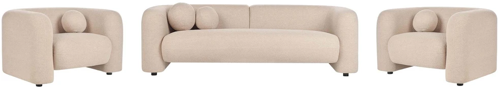 Sofa Beliani 5 vietų svetainės baldų komplektas LEIREN, buklė audinys, smėlio spalvos