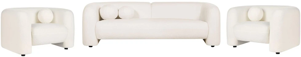 Sofa Beliani 5 vietų svetainės baldų komplektas LEIREN, baltos spalvos, bouclé audinys