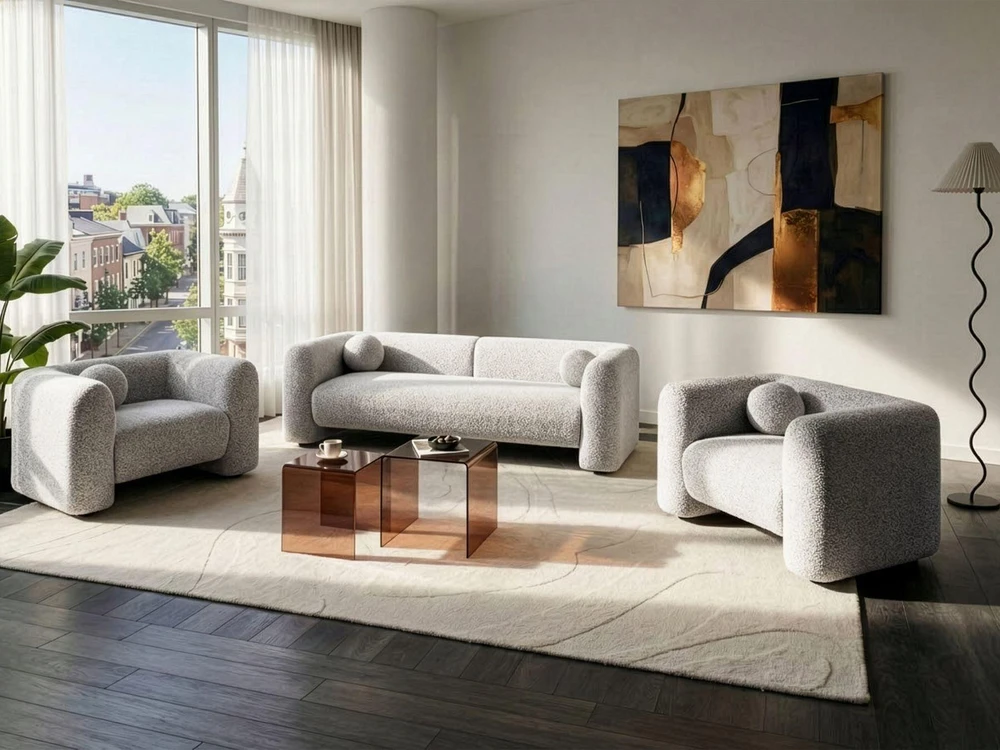 Sofa Beliani 5 vietų svetainės baldų komplektas LEIREN, smėlio spalvos