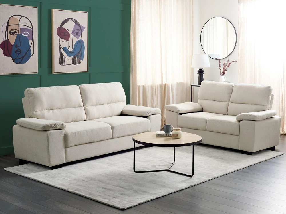 Sofa Beliani 5 vietų svetainės baldų komplektas VOGAR šviesiai smėlio spalvos