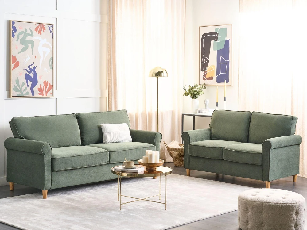 Sofa Beliani 5 vietų svetainės baldų komplektas RONNEBY, tamsiai žalias velvetas