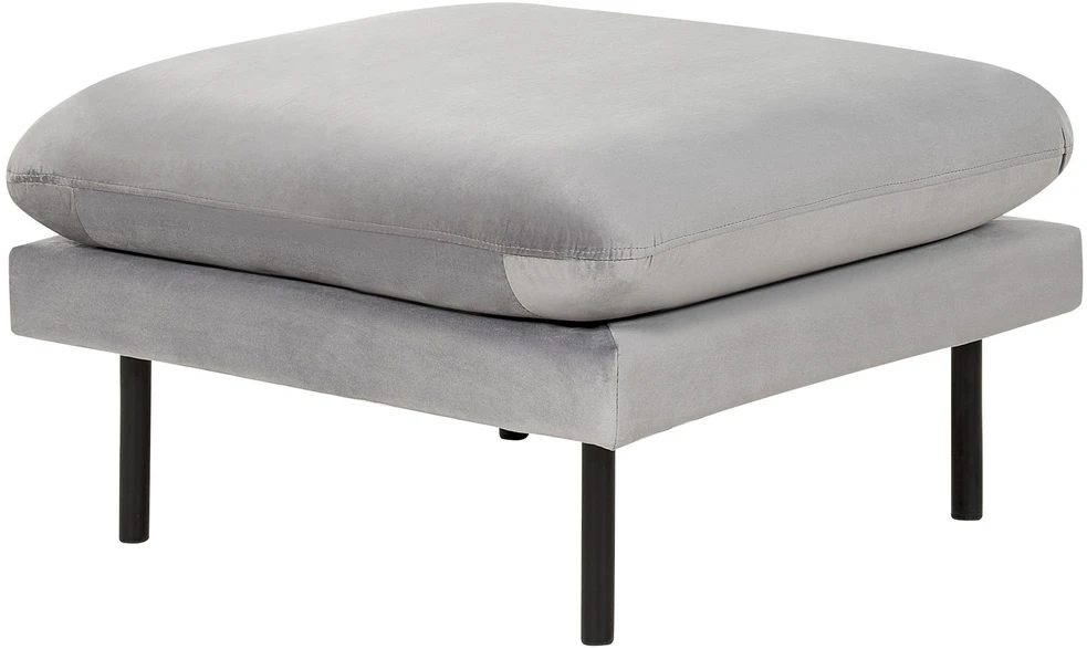 Sofa Beliani 5 vietų svetainės baldų komplektas VINTERBRO, veliūras, pilkas, su pufu