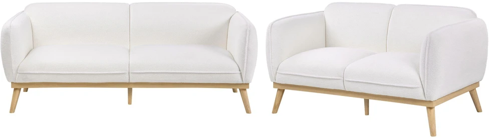 Sofa Beliani 5 vietų svetainės baldų komplektas LJUNG, baltas boucle audinys