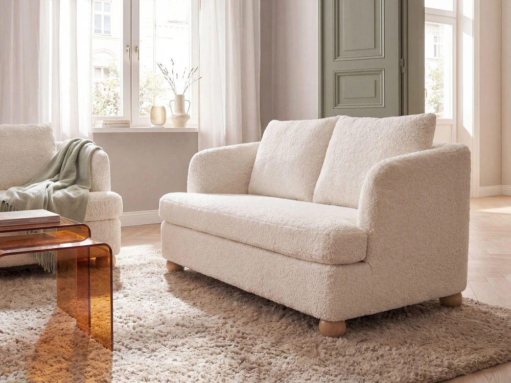 Sofa Beliani 6 asmenų poilsio baldų komplektas RATTVIK, boucle audinys, pieno balta