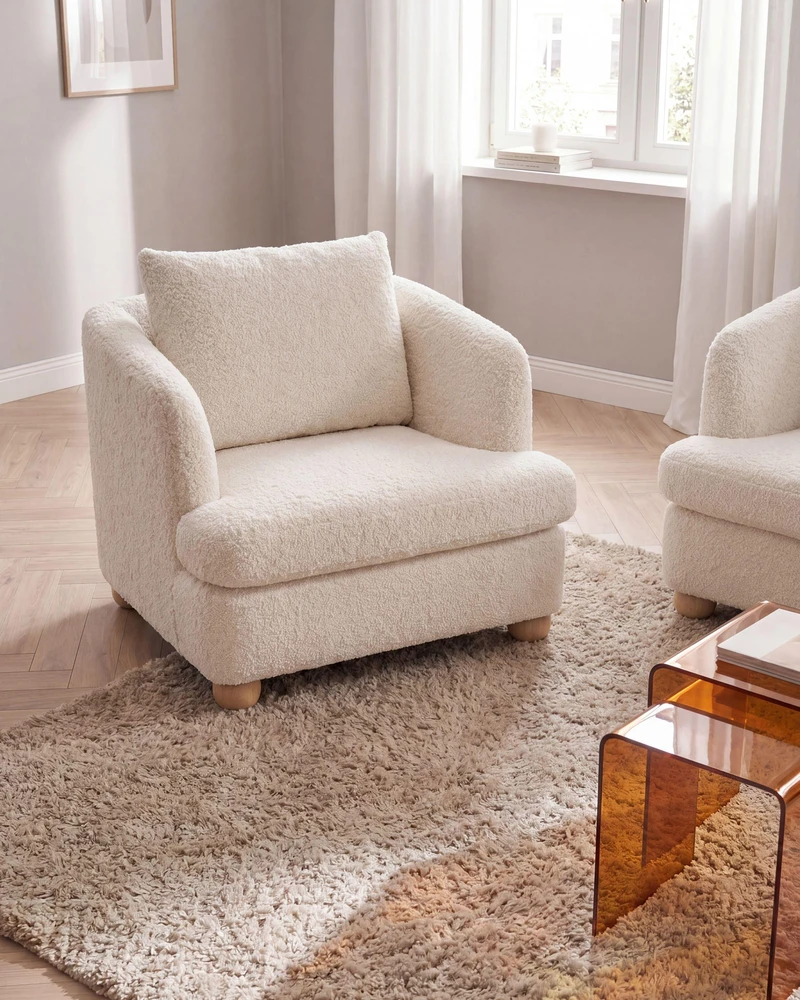 Sofa Beliani 6 asmenų poilsio baldų komplektas RATTVIK, boucle audinys, pieno balta