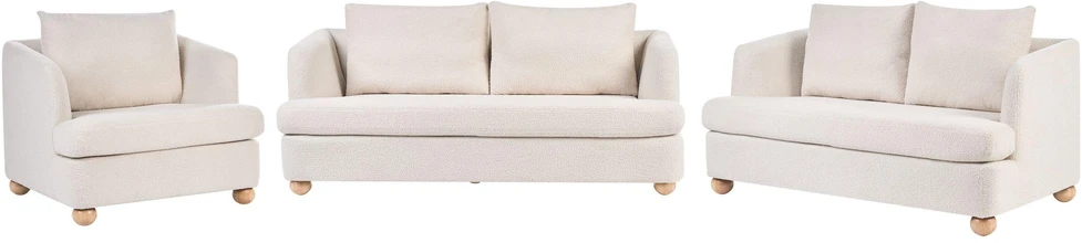 Sofa Beliani 6 asmenų poilsio baldų komplektas RATTVIK, boucle audinys, pieno balta