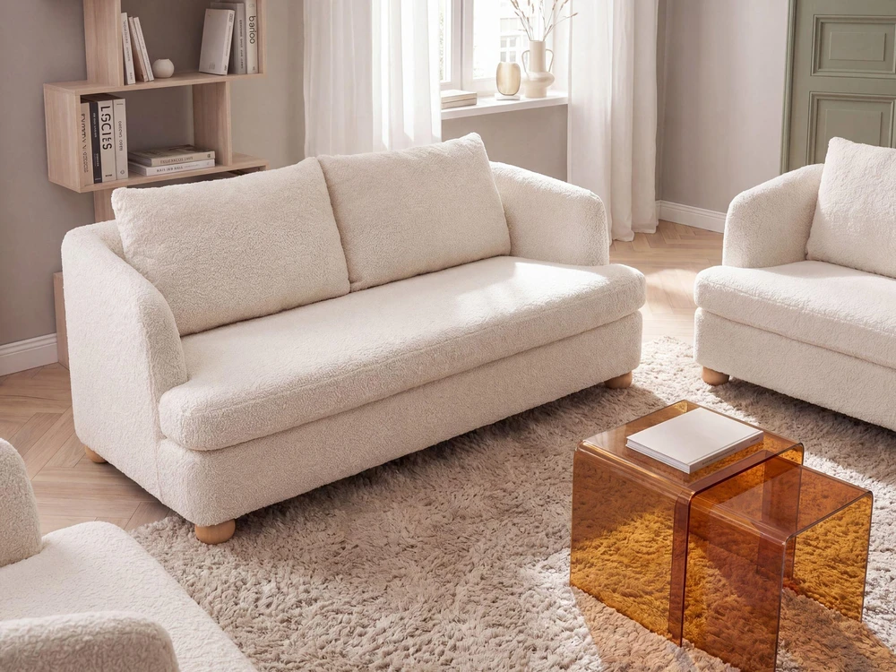 Sofa Beliani 6 asmenų poilsio baldų komplektas RATTVIK, boucle audinys, pieno balta