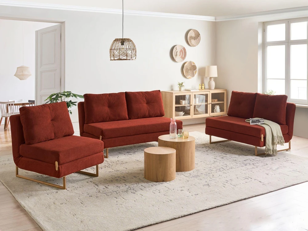 Sofa Beliani 6 asmenų poilsio komplektas JERSLEV raudonas