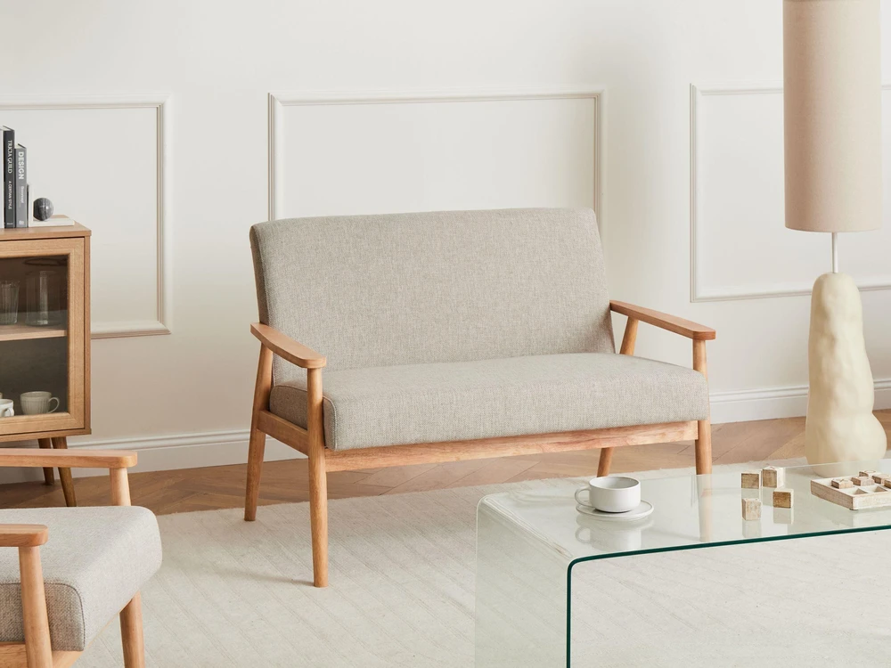 Sofa Beliani 6 asmenų svetainės baldų komplektas ESRUM šviesiai rudas / pilkas