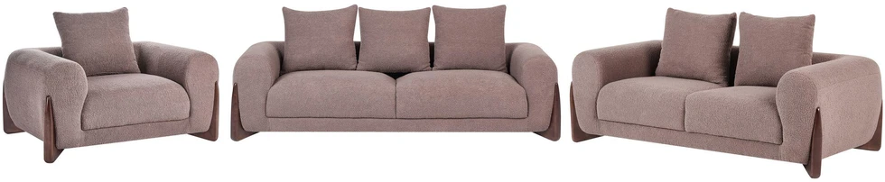 Sofa Beliani 6 asmenų svetainės baldų komplektas VINLIDEN rudos spalvos boucle audinio
