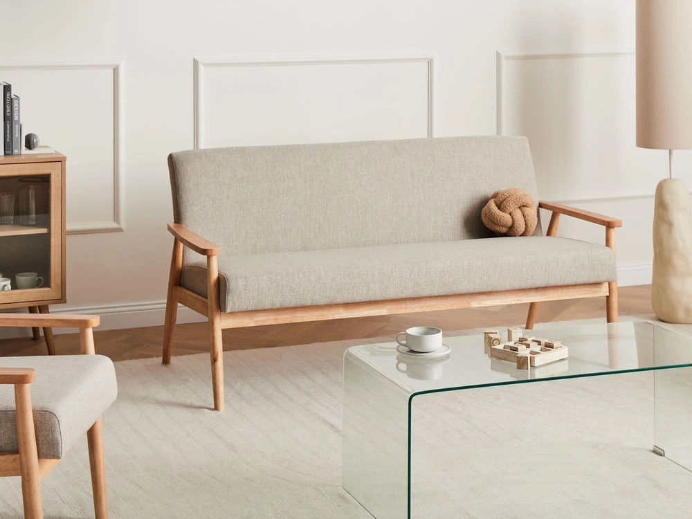 Sofa Beliani 6 asmenų svetainės baldų komplektas ESRUM šviesiai rudas / pilkas