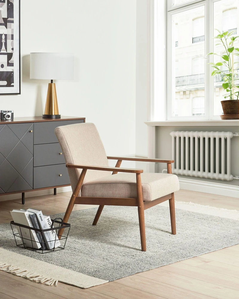 Sofa Beliani 6 asmenų svetainės baldų komplektas ESRUM tamsiai ruda / smėlio spalvos