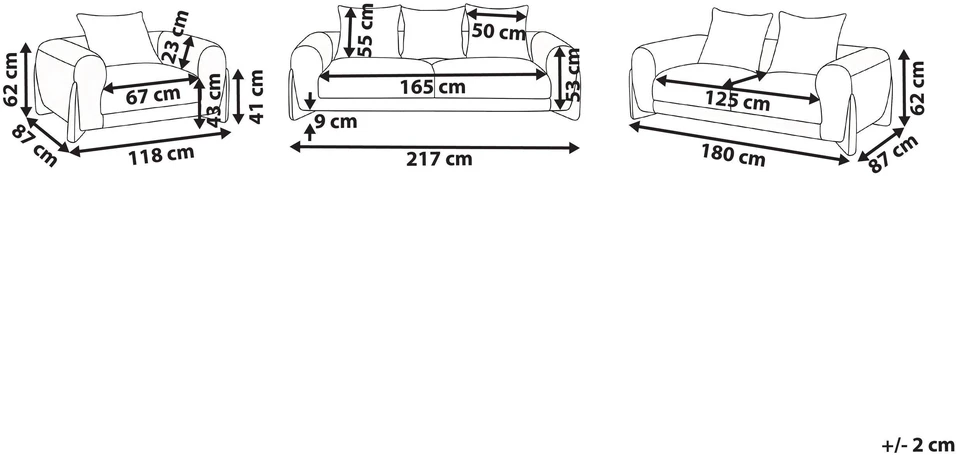 Sofa Beliani 6 asmenų svetainės baldų komplektas VINLIDEN rudos spalvos boucle audinio