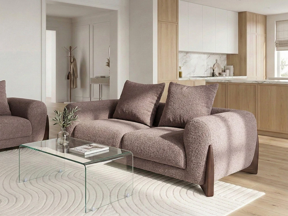 Sofa Beliani 6 asmenų svetainės baldų komplektas VINLIDEN rudos spalvos boucle audinio