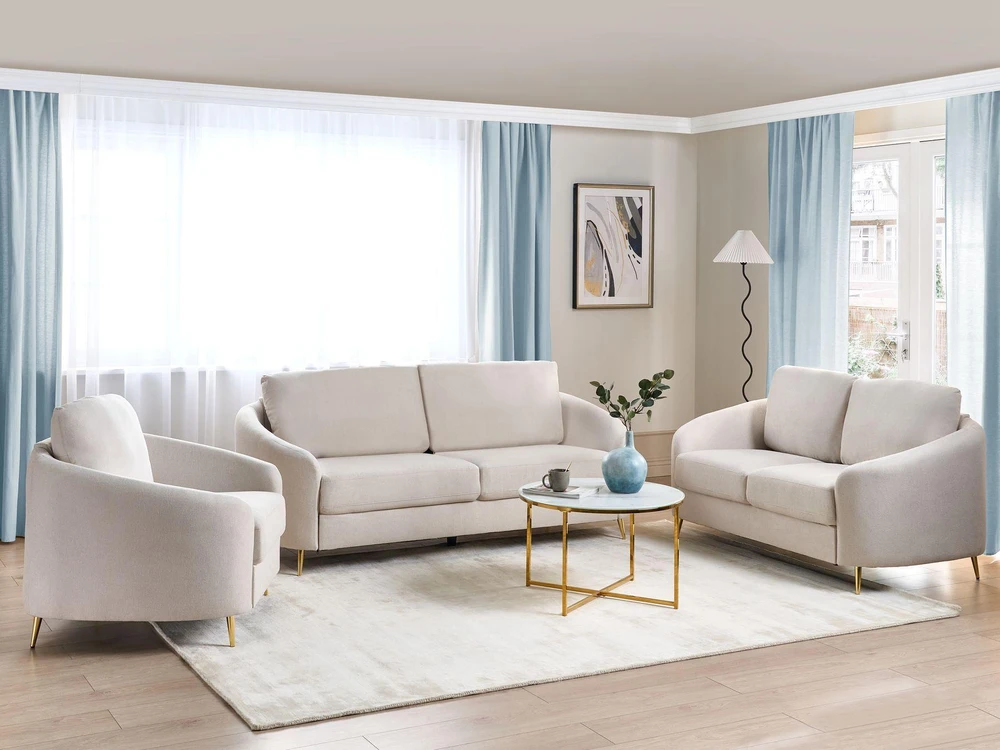 Sofa Beliani 6 vietų svetainės baldų komplektas TROSA šviesiai smėlio spalvos