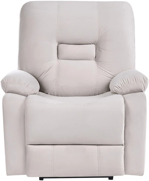 Sofa Beliani 6 vietų svetainės baldų komplektas su elektrine atsipalaidavimo funkcija BERGEN veliūras šviesiai smėlio spalvos su USB jungtimi