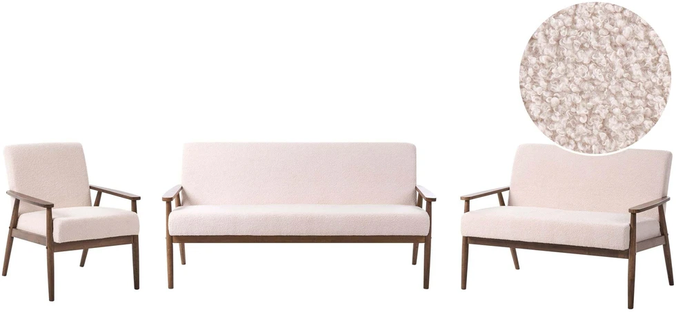 Sofa Beliani 6-vietų svetainės baldų komplektas ESRUM Boucle tamsiai ruda/smėlio spalvos