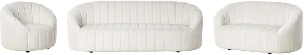 Sofa Beliani 6 vietų svetainės baldų komplektas MALUNG, veliūras, kreminė balta