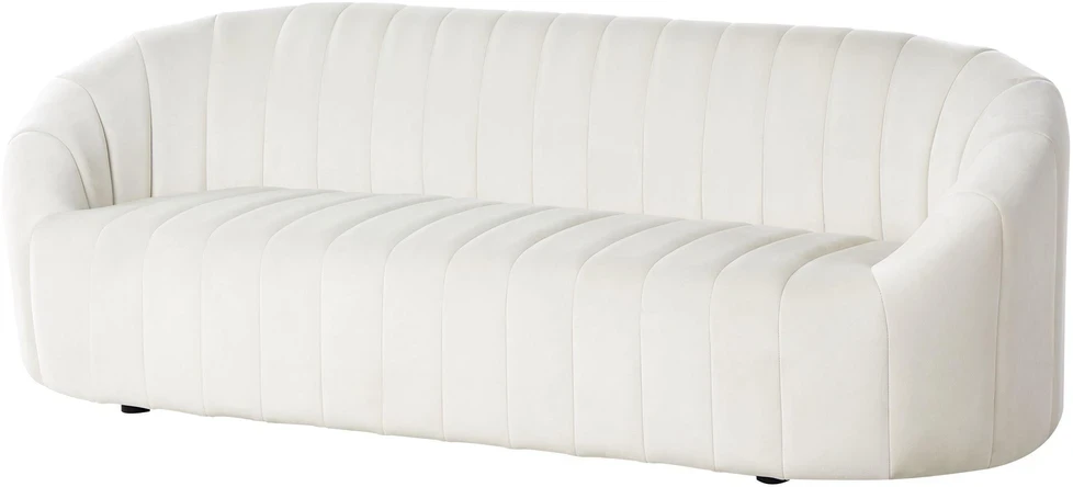 Sofa Beliani 6 vietų svetainės baldų komplektas MALUNG, veliūras, kreminė balta