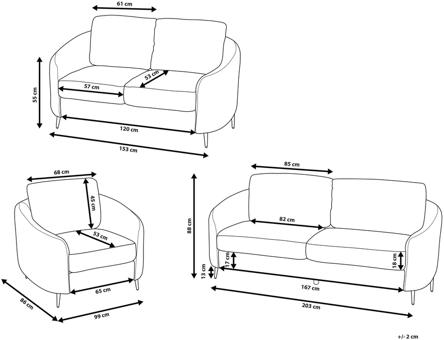 Sofa Beliani 6 vietų svetainės baldų komplektas TROSA šviesiai smėlio spalvos