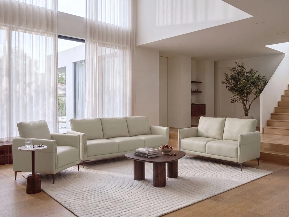 Sofa Beliani 6 vietų svetainės baldų komplektas CILENS, šviesiai smėlio spalvos