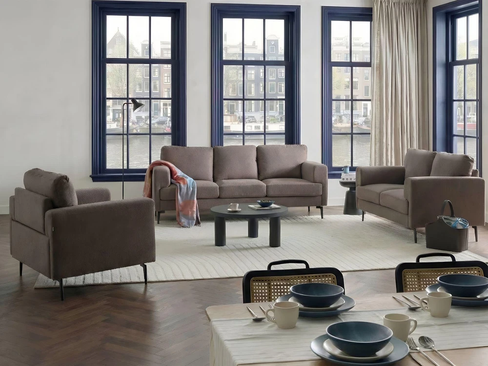 Sofa Beliani 6 vietų svetainės baldų komplektas LOUSTO rudas