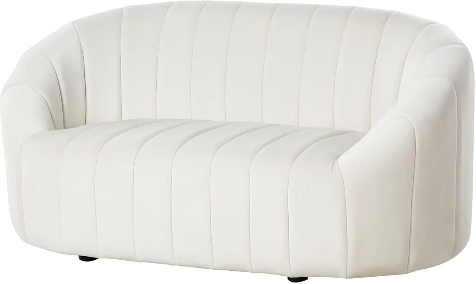 Sofa Beliani 6 vietų svetainės baldų komplektas MALUNG, veliūras, kreminė balta