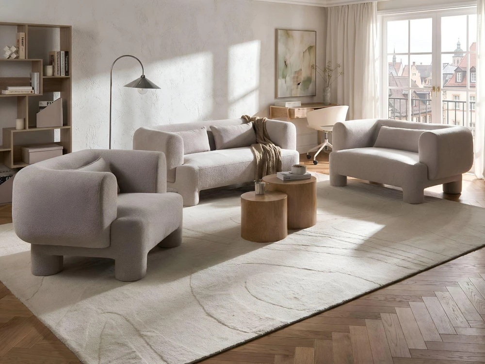 Sofa Beliani 6 vietų svetainės baldų komplektas HOGBO smėlio spalvos