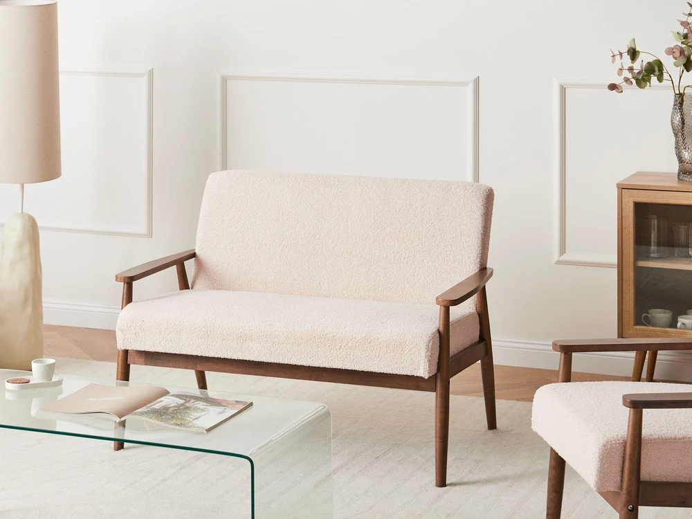 Sofa Beliani 6-vietų svetainės baldų komplektas ESRUM Boucle tamsiai ruda/smėlio spalvos