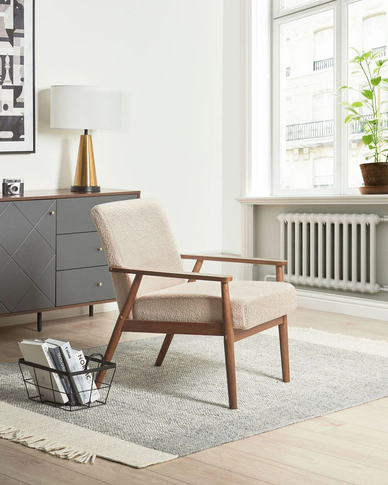 Sofa Beliani 6-vietų svetainės baldų komplektas ESRUM Boucle tamsiai ruda/smėlio spalvos
