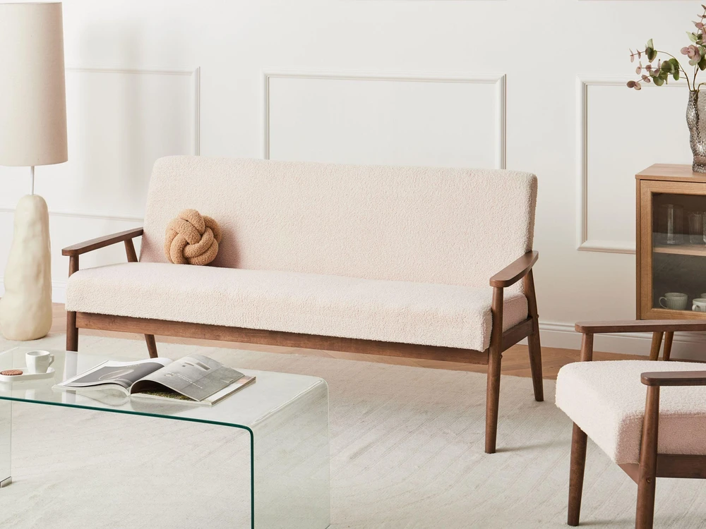 Sofa Beliani 6-vietų svetainės baldų komplektas ESRUM Boucle tamsiai ruda/smėlio spalvos