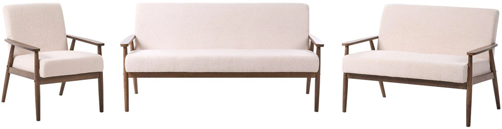 Sofa Beliani 6-vietų svetainės baldų komplektas ESRUM Boucle tamsiai ruda/smėlio spalvos