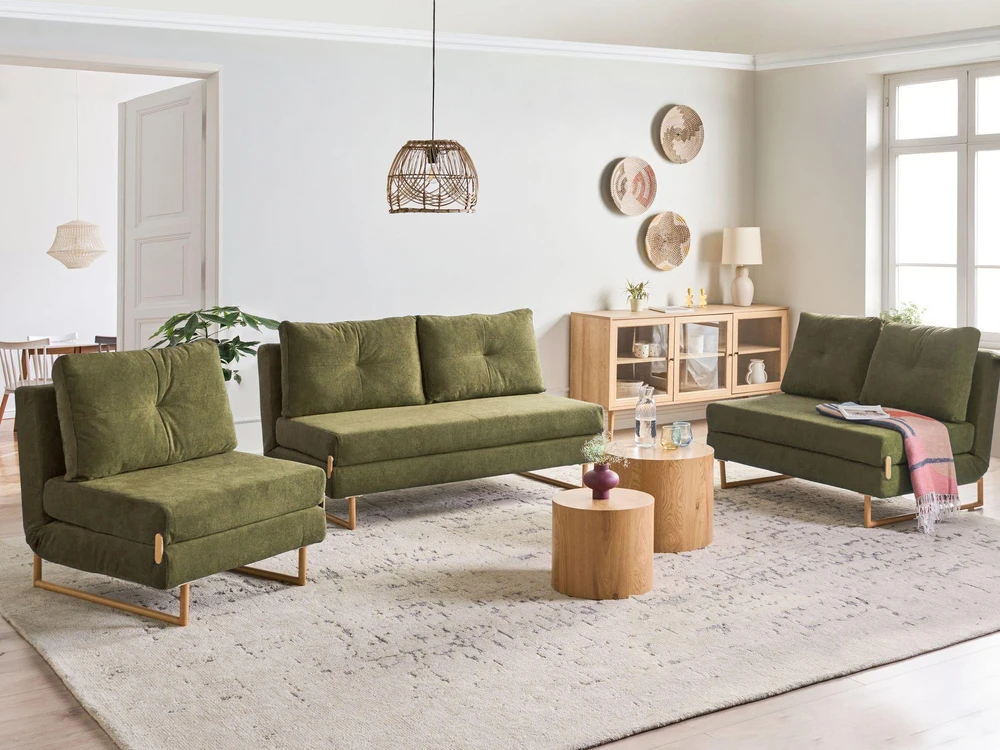 Sofa Beliani 6 vietų svetainės baldų komplektas JERSLEV žalias
